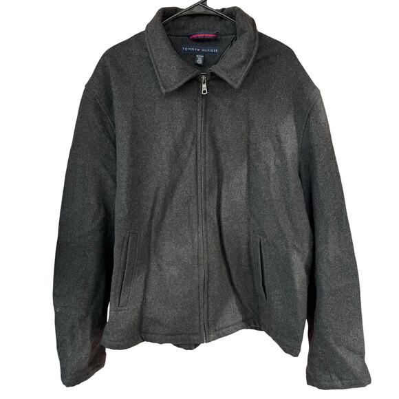 Tommy Hilfiger XXL Wool Blend Zip Jacket Gray Lined Coat Mens Warm Classic - Picture 7 of 9